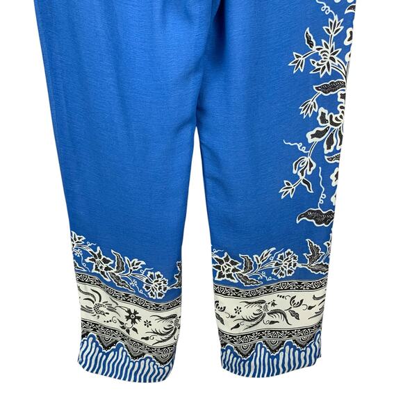 Anthropologie Leif Notes Cropped Pants Blooming Perennial Blue Floral Women's 10 - Picture 9 of 11